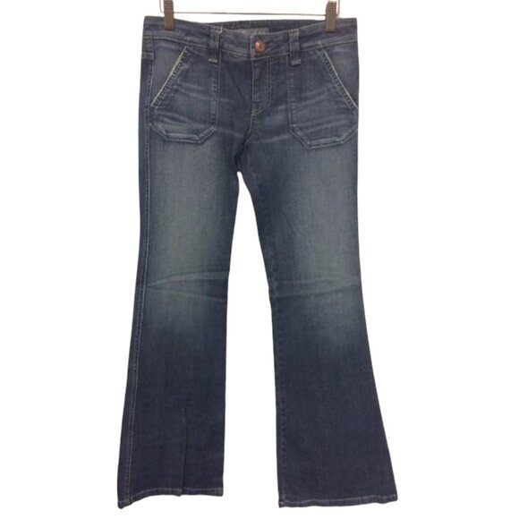 NEW Level 99 Anthropologie Vintage Style Copper Button Flare Leg Jeans Size 27 - Picture 1 of 4